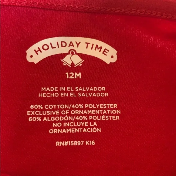 Holiday Time Christmas Top 12M EUC Girl - Picture 3 of 8